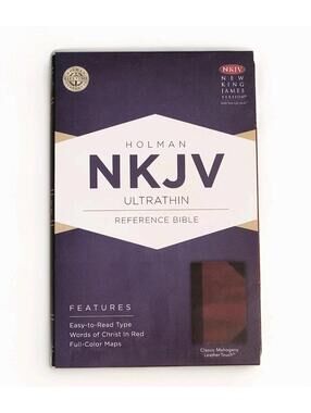 Nib Holman NKJV Ultrathin Reference Bible Mahogany Red Words Of Jesus